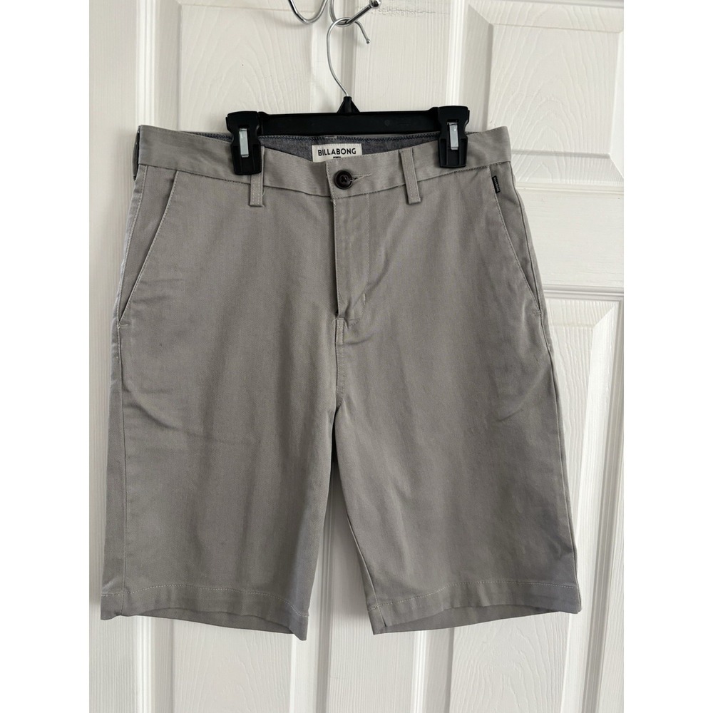 Billabong Men's 29x9 Casual Khaki Cotton Blend Shorts Gray Flat Front Casual
